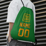 Custom Emerald Green Yellow Drawstring Bag