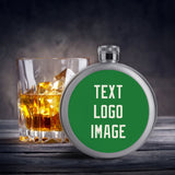 Custom Emerald Green Cream Hip Flask