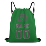 Custom Emerald Green Dark Grey Drawstring Bag