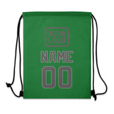 Custom Emerald Green Dark Grey Drawstring Bag