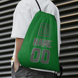 Custom Emerald Green Dark Grey Drawstring Bag