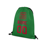 Custom Emerald Green Red Drawstring Bag