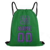 Custom Emerald Green Light Purple Drawstring Bag