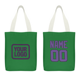Custom Emerald Green Light Purple Canvas Tote Bag