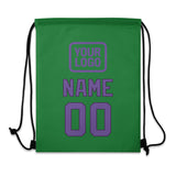 Custom Emerald Green Light Purple Drawstring Bag