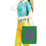 Custom Emerald Green Light Purple Canvas Tote Bag