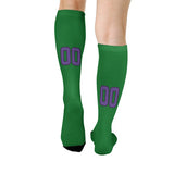 Custom Emerald Green Light Purple Knee-High Sock