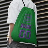 Custom Emerald Green Light Purple Drawstring Bag