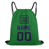 Custom Emerald Green Navy Drawstring Bag