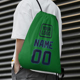 Custom Emerald Green Navy Drawstring Bag