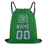 Custom Emerald Green Light Blue Drawstring Bag