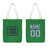 Custom Emerald Green Light Blue Canvas Tote Bag