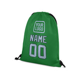Custom Emerald Green Light Blue Drawstring Bag