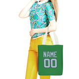Custom Emerald Green Light Blue Canvas Tote Bag