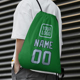 Custom Emerald Green Light Blue Drawstring Bag