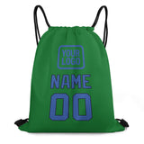 Custom Emerald Green Sky Blue Drawstring Bag