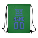 Custom Emerald Green Sky Blue Drawstring Bag