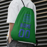 Custom Emerald Green Sky Blue Drawstring Bag