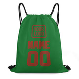 Custom Emerald Green Coral Red Drawstring Bag