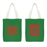 Custom Emerald Green Coral Red Canvas Tote Bag