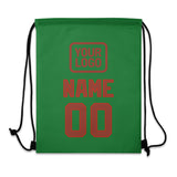 Custom Emerald Green Coral Red Drawstring Bag