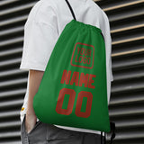 Custom Emerald Green Coral Red Drawstring Bag
