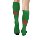 Custom Emerald Green Coral Red Knee-High Sock