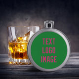 Custom Emerald Green Pink Hip Flask