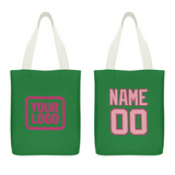 Custom Emerald Green Light Pink Canvas Tote Bag