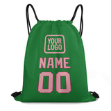 Custom Emerald Green Light Pink Drawstring Bag