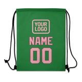 Custom Emerald Green Light Pink Drawstring Bag