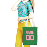 Custom Emerald Green Light Pink Canvas Tote Bag