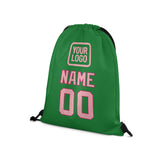 Custom Emerald Green Light Pink Drawstring Bag