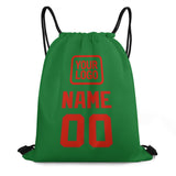 Custom Emerald Green Orange Red Drawstring Bag