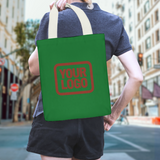 Custom Emerald Green Orange Red Canvas Tote Bag