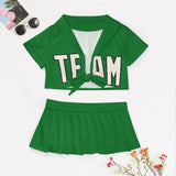 Custom Emerald Green Cream Cheerleading Uniform Set