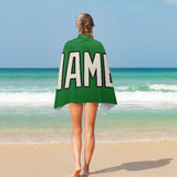 Custom Emerald Green Cream Beach Towel