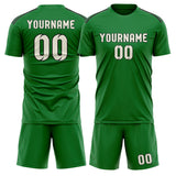 Custom Emerald Green Cream Soccer Jersey