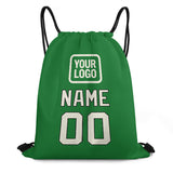 Custom Emerald Green Cream Drawstring Bag