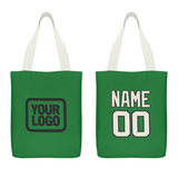 Custom Emerald Green Cream Canvas Tote Bag