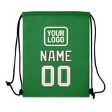 Custom Emerald Green Cream Drawstring Bag