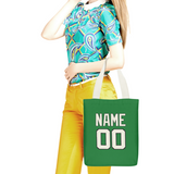 Custom Emerald Green Cream Canvas Tote Bag
