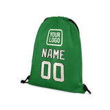 Custom Emerald Green Cream Drawstring Bag