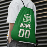Custom Emerald Green Cream Drawstring Bag