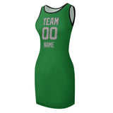 Custom Emerald Green Gray Sleeveless Vest Dress
