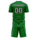 Custom Emerald Green Gray Soccer Jersey