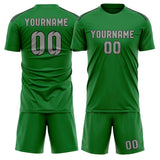 Custom Emerald Green Gray Soccer Jersey