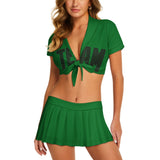 Custom Emerald Green Dark Green Cheerleading Uniform Set