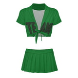 Custom Emerald Green Dark Green Cheerleading Uniform Set
