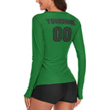 Custom Emerald Green Dark Green Women's Long-Sleeve Shirt